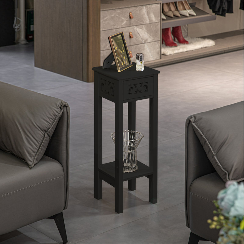 Avellino End Table with Storage, Black, 1