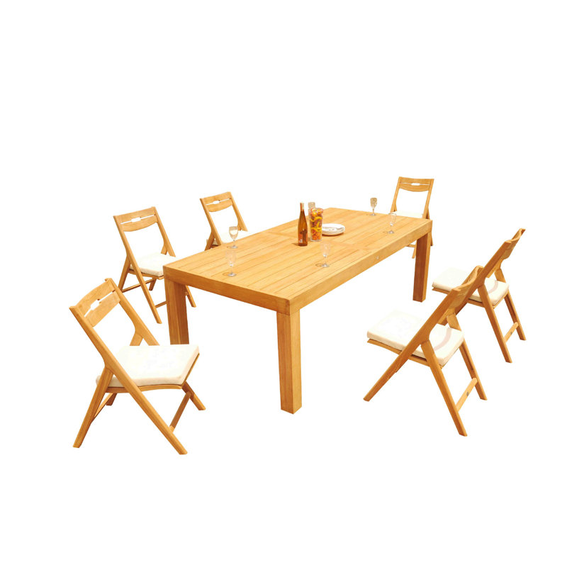 Emmetsburg 6 - Person Teak Wood Patio Dining Set with Rectangular Table