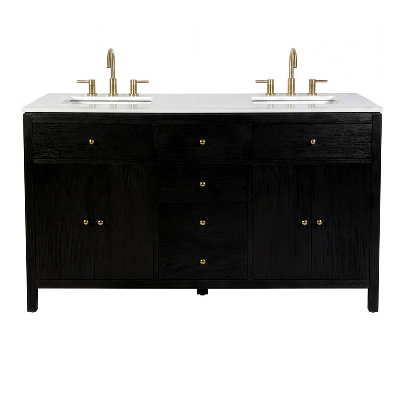 Nora 60 in. W Quartz Single Sink Bathroom Vanity Set, Brown