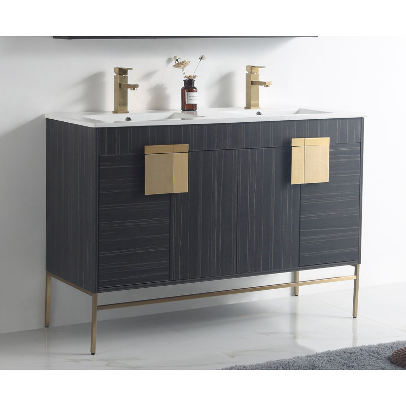 Verlene 47 " W Freestanding Standard With Ceramic Top, Dawn Gray