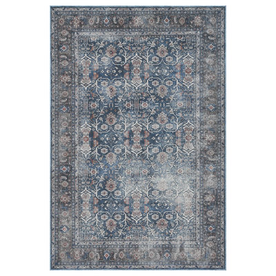 Glenmoor Machine-Washable Vintage Botanical Rod-Iron Area Rug 