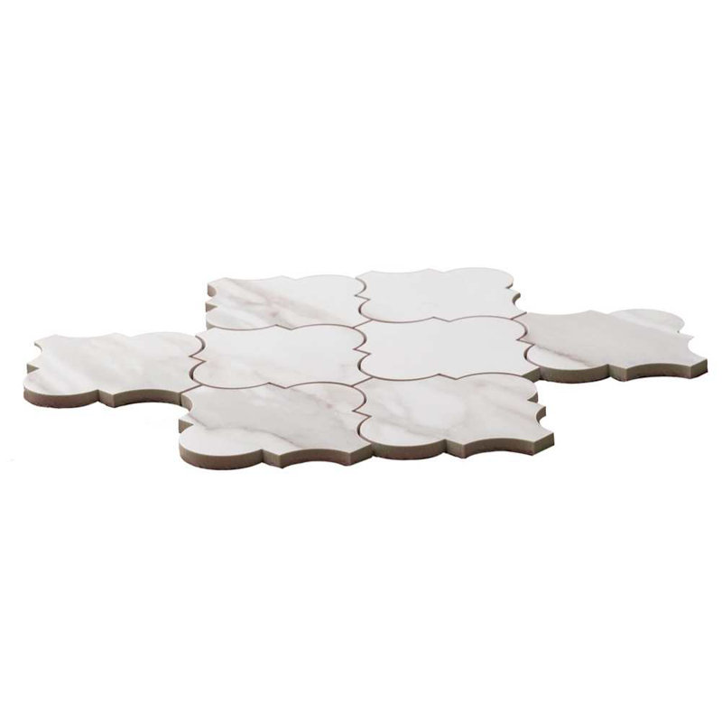 Stately Arabesque 11" x 12" Porcelain Marble Look Wall & Floor Tile, Gold