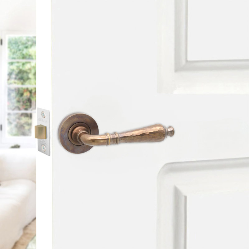 Hammered Hazel Lever on Rose Antique
