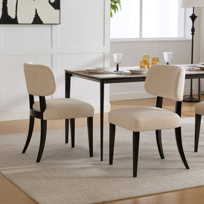 Wooden Dining Chairs Set Of 2, Modern Fabric Upholstered Dining Room Chair Kitchen Chairs, Farmhouse Dinner Chair For Kitchen Dining Room