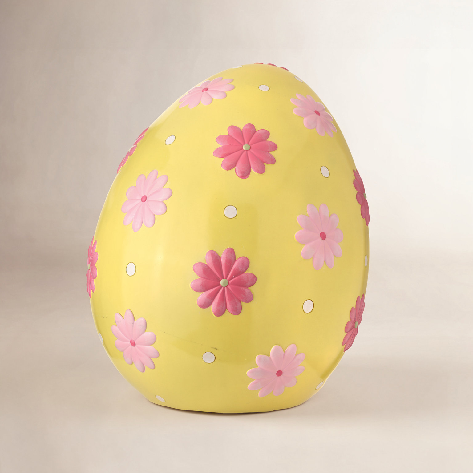 22.75" Resin Outdoor Easter Egg, Yellow/Pink