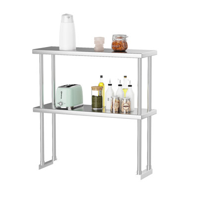 Heavy Duty Stainless Steel Double Overshelf for Prep & Work Table – 2-Tier Adjustable Commercial Shelf, NSF Certified for Restaurant, Kitchen, Bar, Garage, Size: 12x36in