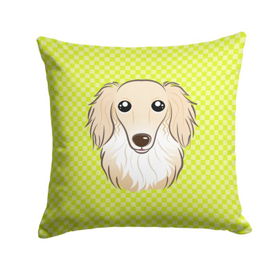 Coussin décoratif intérieur/extérieur teckel à long crème teckel damier