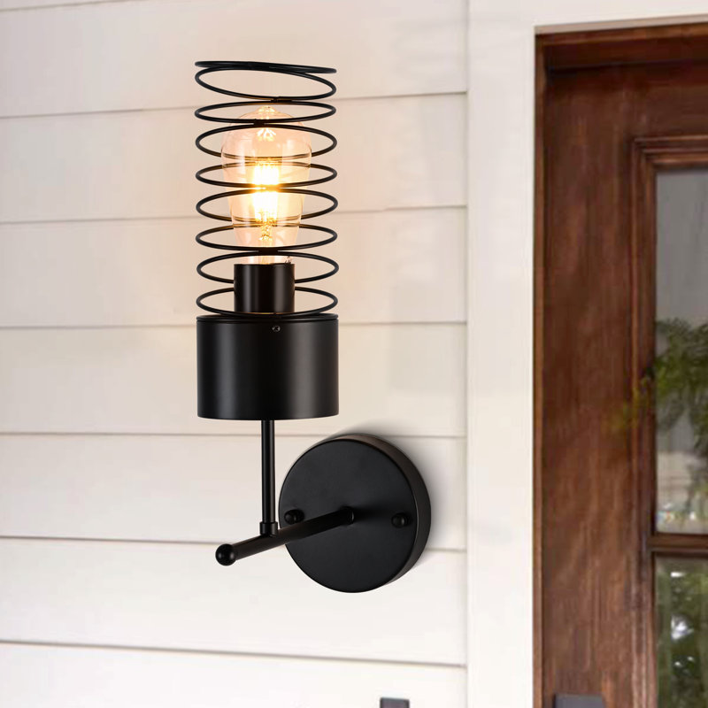 CurveCurio 10-Inch Modern Matte Metal Wall Light Sconce for Bedroom and Foyer, Contemporary Design, Black