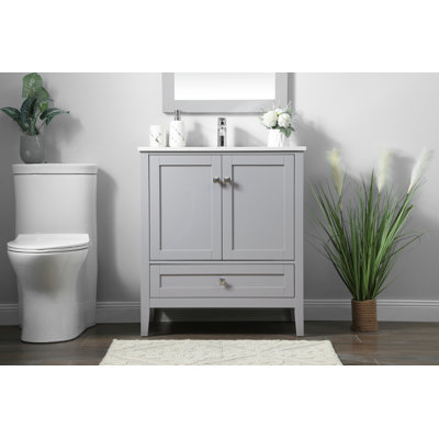 Jadaya 30'' Single Bathroom Vanity with Engineered Marble Top