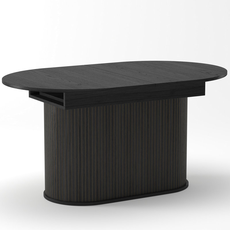 Table de salle à manger extensible de 55,11 po à 70,86 po avec pieds rayés pour le salon et la cuisine (noir), Noir