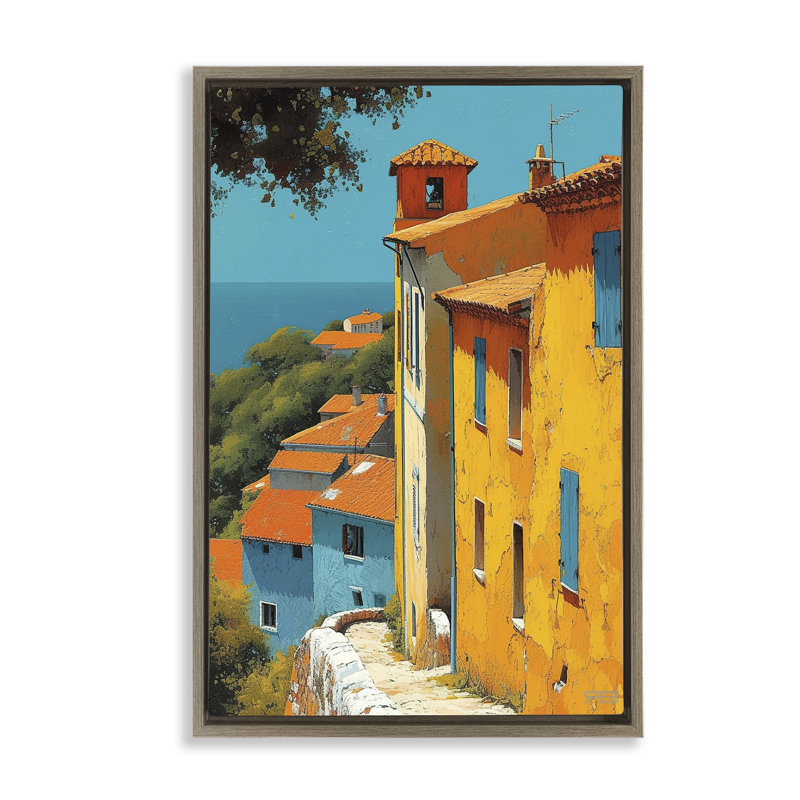 «Tall Buildings» par Sea Brown, toile flottante encadrée par RB, Cadre flottant orme Montalcino, H 31 po x l 21 po