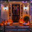 Couronne d'Halloween pour porte d'entrée avec lumières, guirlande de citrouille mignonne pré-éclairée de 12 pouces avec guirlande incassable pour centre de table