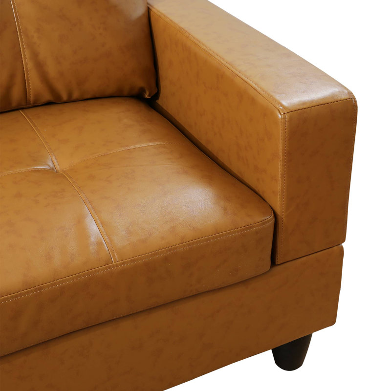 Canapé avec méridienne de 103,5 po de large avec repose-pieds Brevard, Orienté à droite, Caramel / brun clair