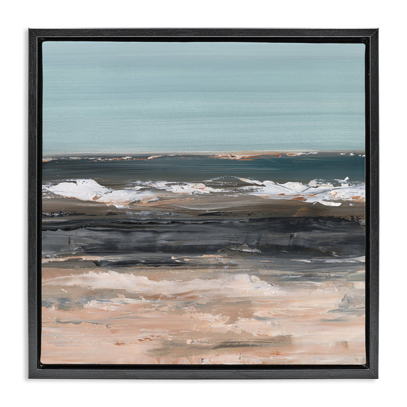 «Gloomy Traditional Beach», art mural encadré sur toile flottante par Ethan Harper, Cadre flottant noir de jais