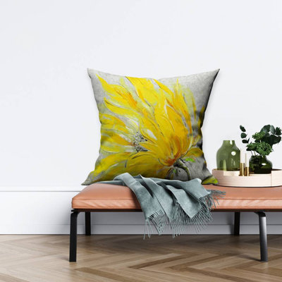 Yellow Flower - Office Yellow – Throw Pillow Cover Only, Double-Sided Print, Insert Not Included
