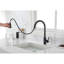 Robinet de cuisine extractible à jet, conception en acier inoxydable noir mat, buse rotative à 360 °, poignée simple pour une gestion simple de l'eau et robinet à réglage de la température avec douchette extractible, durabilité