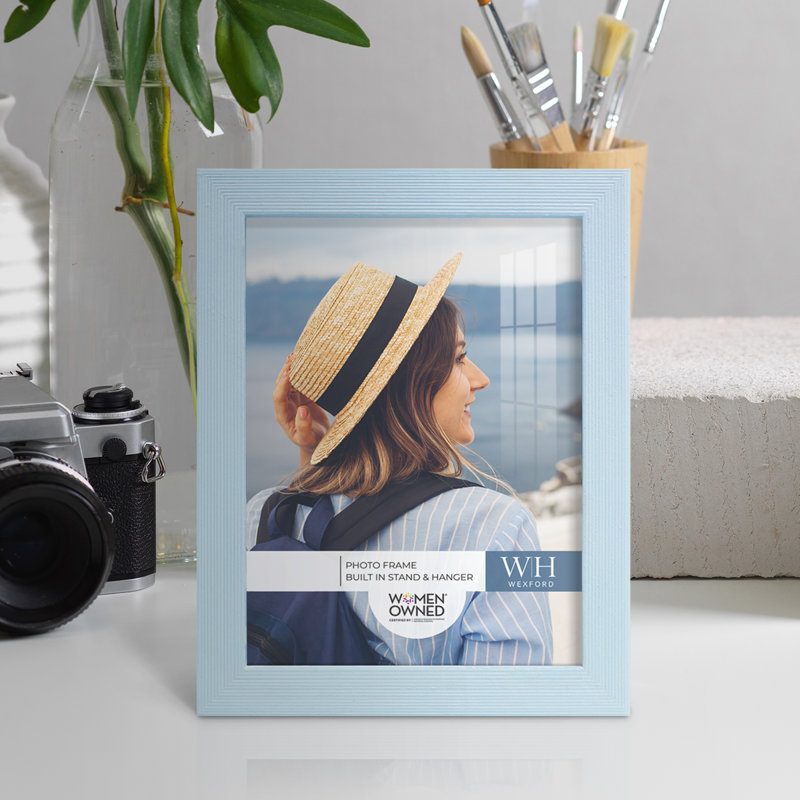 Ensemble de 2 cadres à photo simples en bois 3 po x 5 po noirs, 6 po x 8 po, Bleu