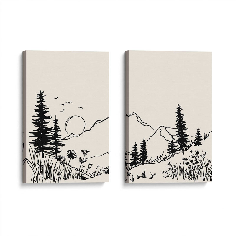 Ensemble de 2 impressions Whispering Peaks, 12 po x 8 po, Toile tendue