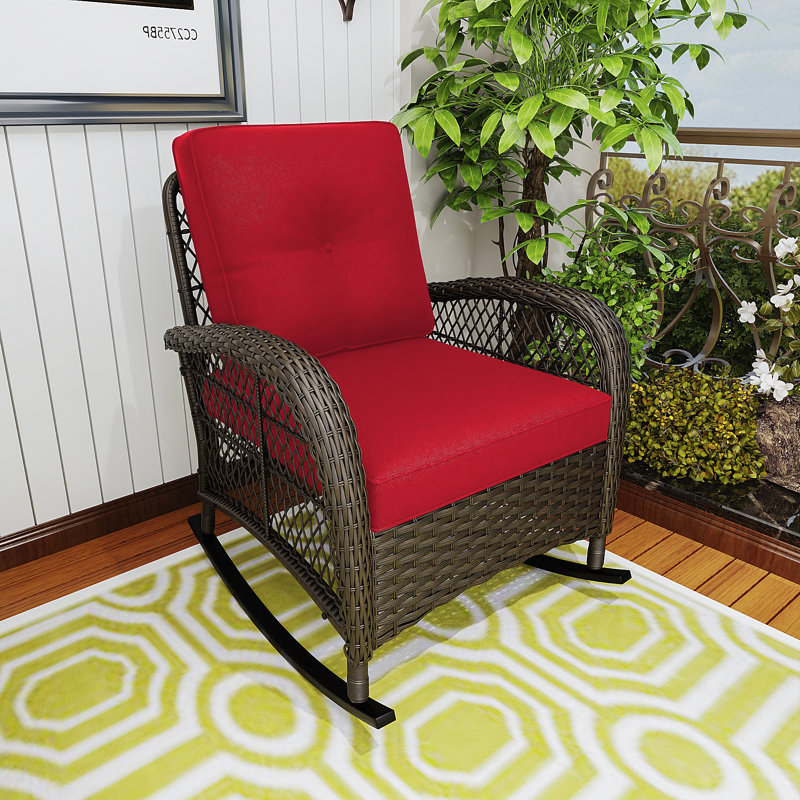 Weather-Resistant Rattan Outdoor Chair - PE Rattan, Steel Frame & Plush Cushions, Red