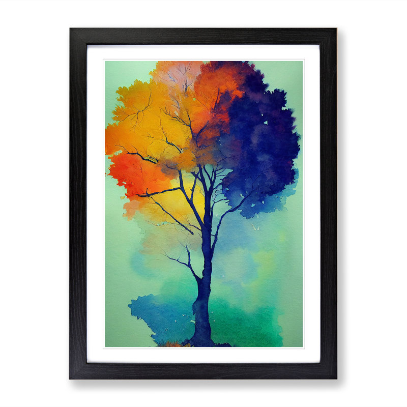 Lone Tree - Single Picture Frame Painting, 64cm H x 46cm W x 2cm D, Black