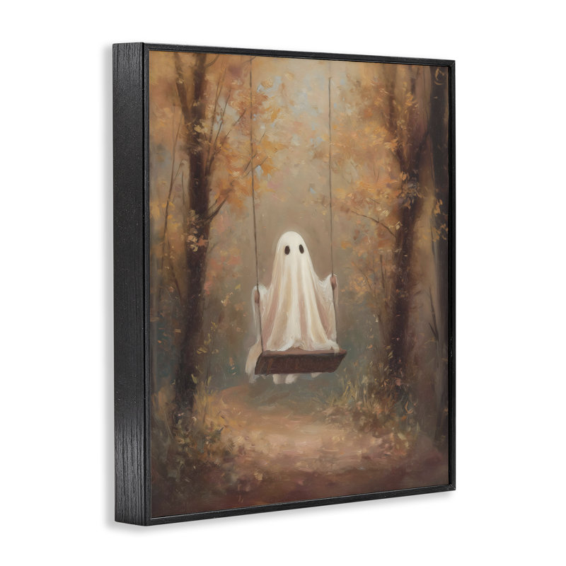 «Eerie Swinging Ghost», estampe numérique, design par Arlington Prints, H 20 po x l 16 po, Giclée encadrée noir minuit