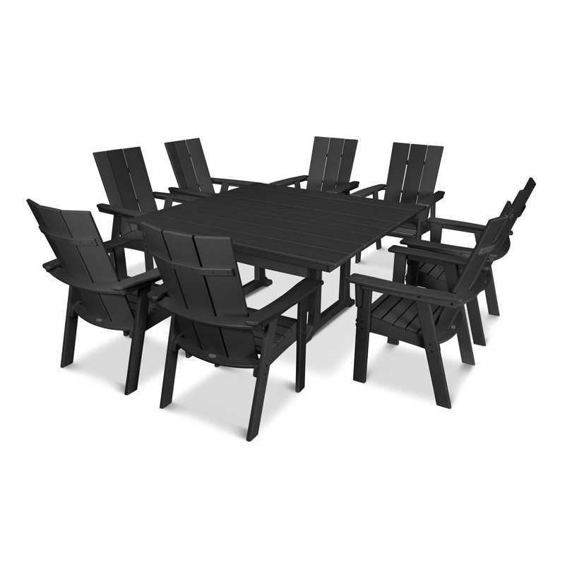 Ensemble de salle à manger POLYWOOD, Noir, 7 pièces : table, 6 chaises