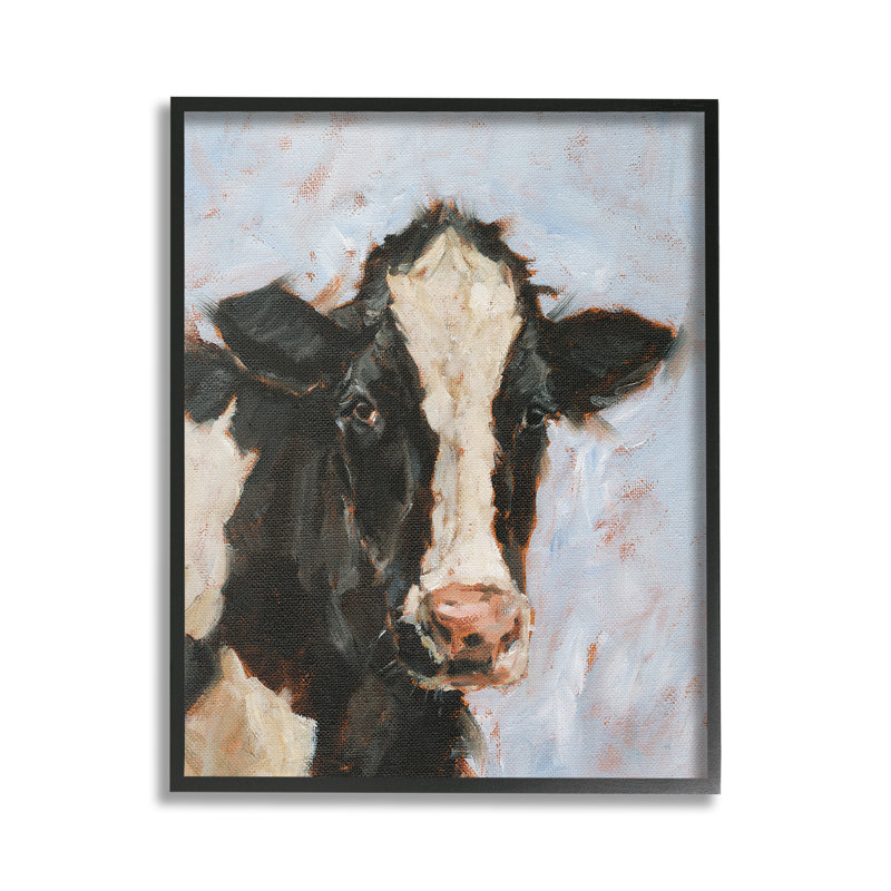 "Cadre de photo de portrait de vache charmante" par Ethan Harper sur toile, Giclée encadrée noir minuit, H 30 po x l 24 po