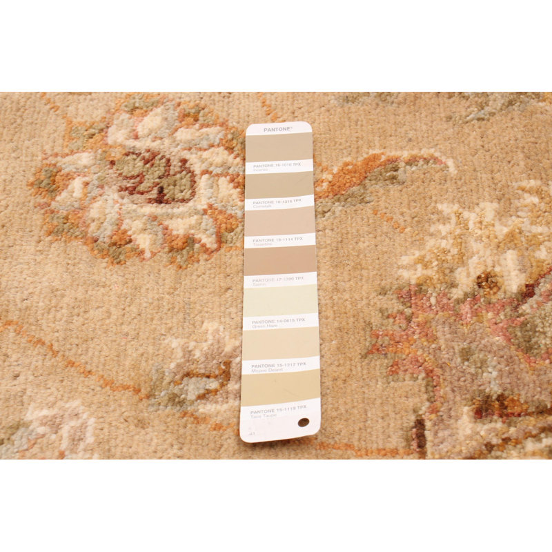 Tapis beige en laine noué à la main de conception unique 9 pi New Age