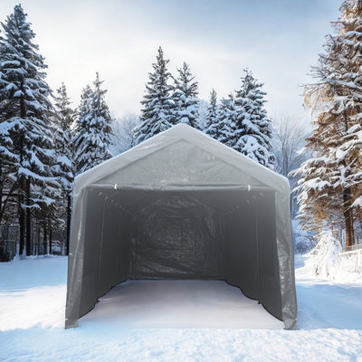 Abri de garage ventilé 12 x 20 pi: rouille, imperméable, intérieur spacieux, pour voitures, bateaux, camions et activités de plein air Abri d'auto: structure, imperméable et ventilé, divers véhicules
