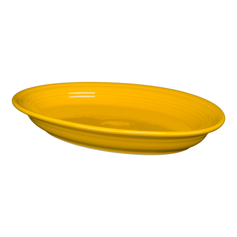 Plat de service ovale Fiesta Serveware, Jonquille, H 1,75 po x l 13,62 po x L 13,62 po