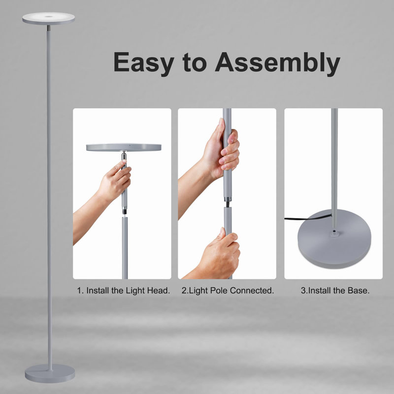 32W Super Bright LED Floor Lamp with Remote Control, Gray