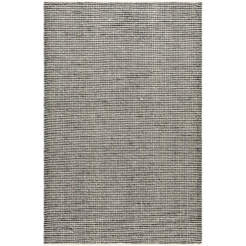 Idis rayé tissé à plat recyclé P.E.T. Tapis intérieur / extérieur noir / gris, Rectangle 2 pi x 3 pi