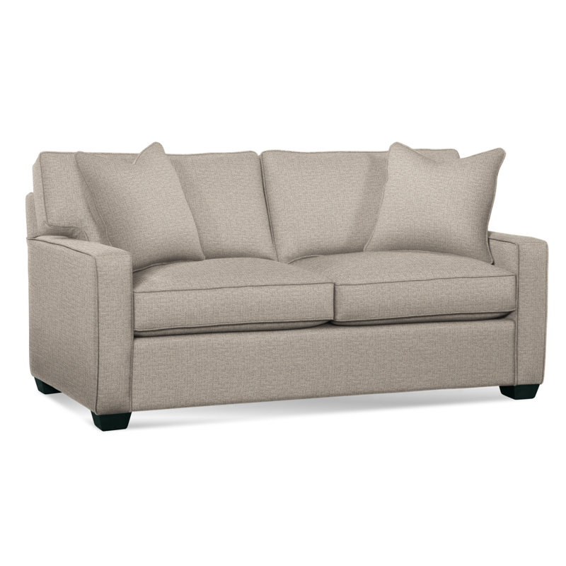 Ellora Upholstered 81'' Sofa, Gel Memory Foam Mattress, Black Finish, Beige Performance Fabric; 0851-73