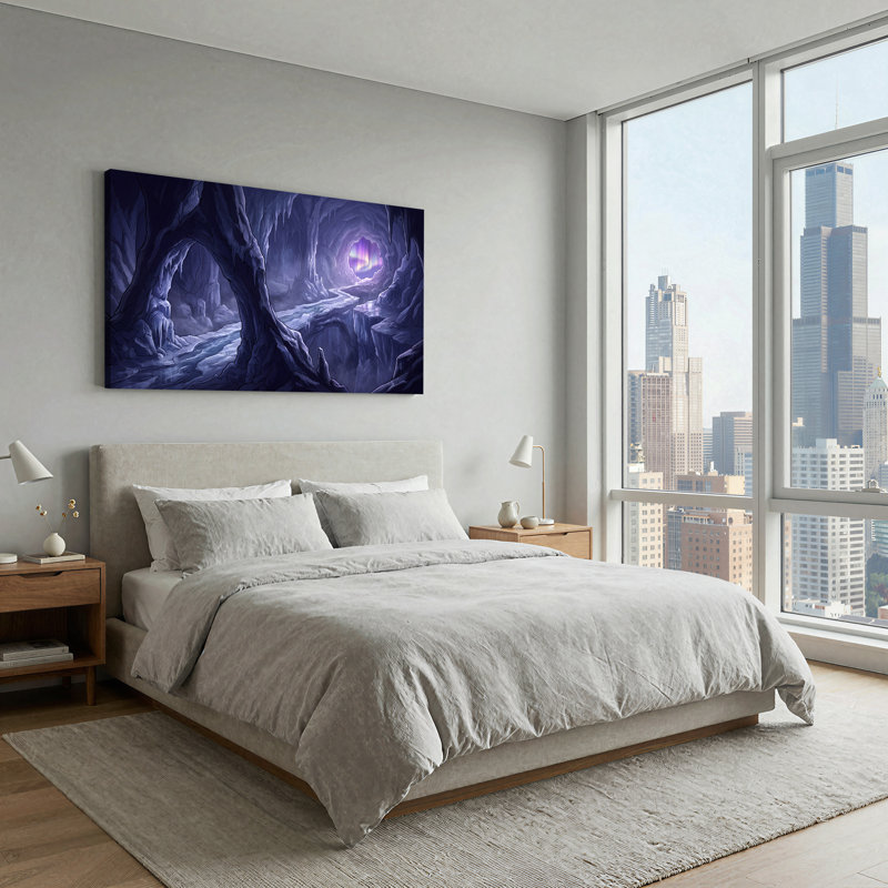 «Dark Blue Ice Cave» avec art mural sur toile Aurora Light, L 40 po x H 20 po