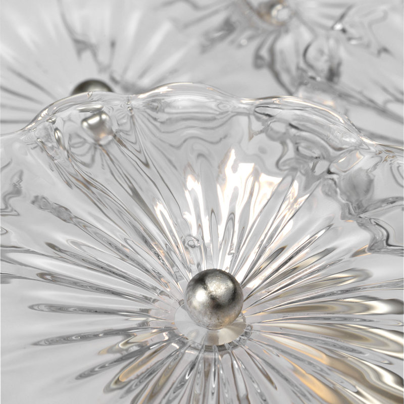 Julie Neill Gianna 21" Layered Sconce with Clear Glass, Burnished Silver Leaf, Clear