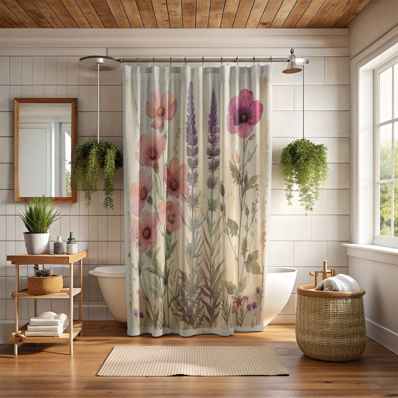 Rideau de douche standard 1 pièce Antique Bloom, H 74 po x l 71 po