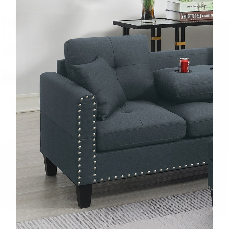 Ensemble de canapé modulaire 3 pièces Living Room Furniture, Tissu gris anthracite