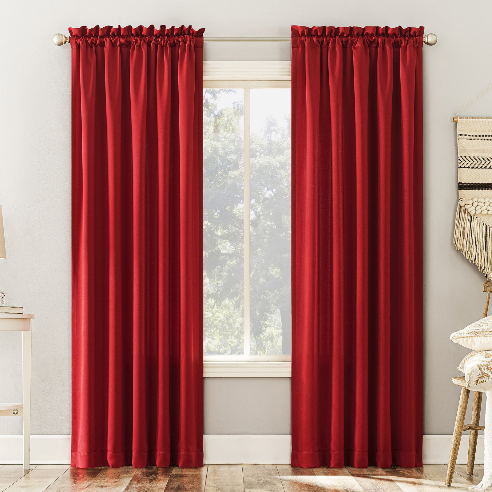 Millen Room Darkening Panel - Basics by Wayfair™, Holiday Red, 54" W x 84" L