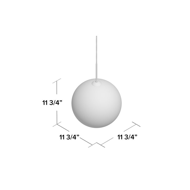 Luminaire sphère suspendu 1 lumières simple Speth, Nickel satiné, H 11,5 po x l 11,75 po x P 11,75 po, Non
