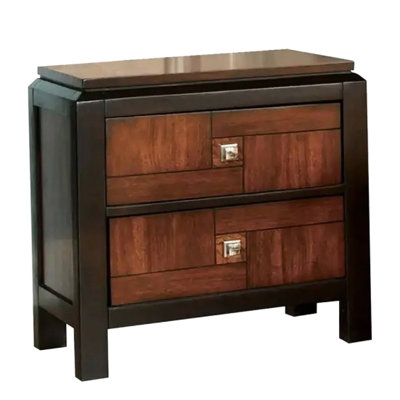 Contemporary Solid Wood Nightstand With 2 And Square For Bedroom Pulls