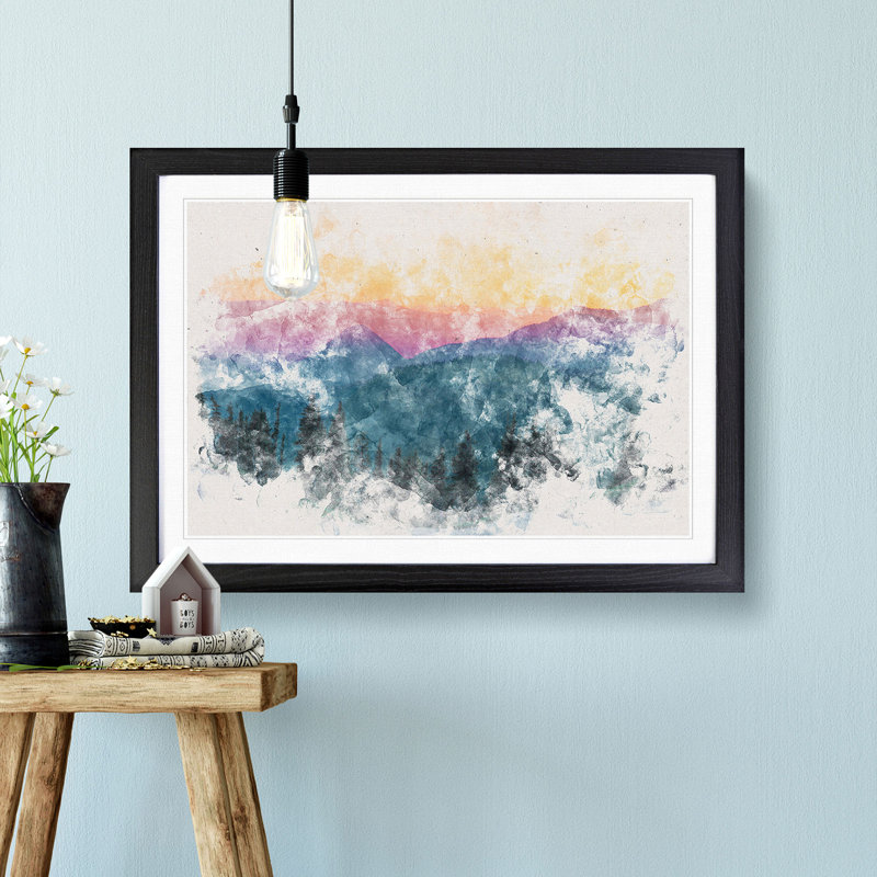 Mount Rainer in Seattle - Framed Print, 45cm H x 63cm W x 2cm D, Black Framed