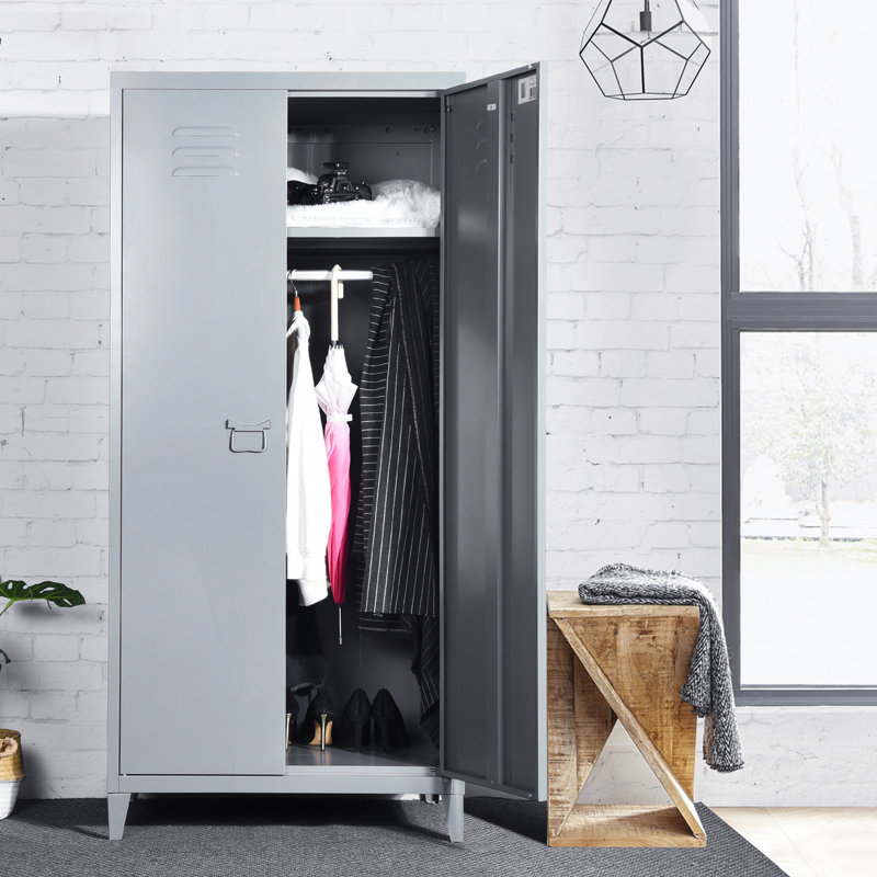 Buchheit 2 Door Steel Wardrobe, Grey