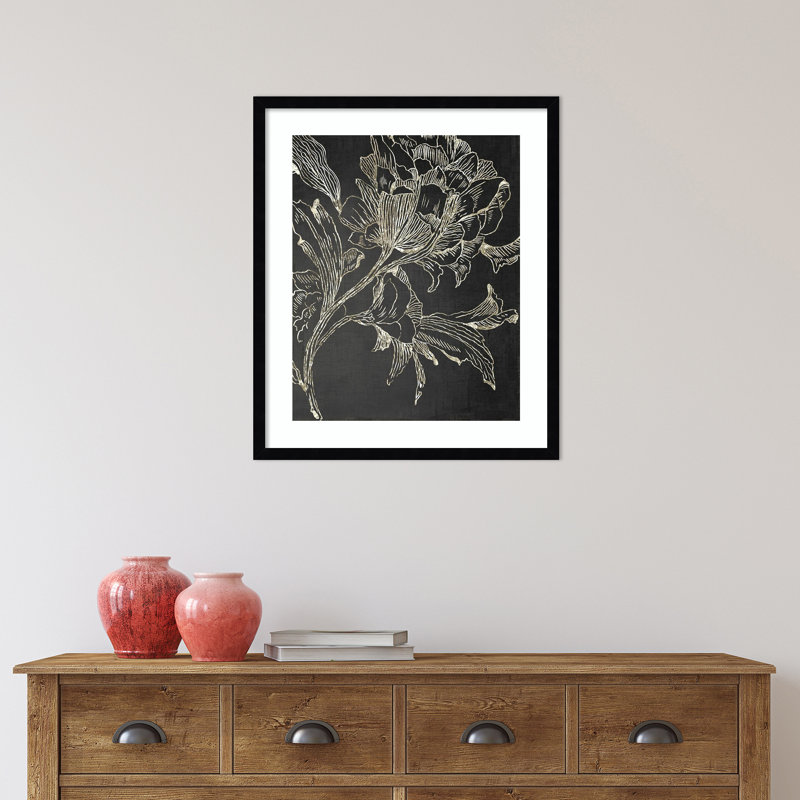 Sharice Flower Folklore I par Asia Jensen - reproduction de cadre photo, Cadre simple noir, H 25 po x l 21 po x P 1 po