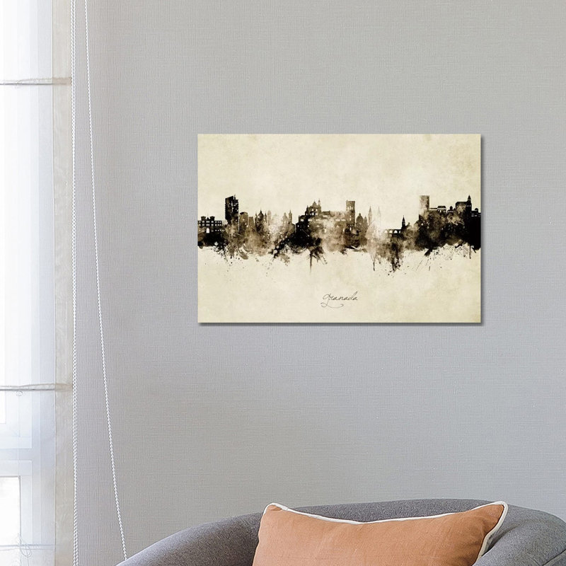 Granada Spain Skyline Vintage by Michael Tompsett - Wrapped Canvas Gallery-Wrapped Canvas Giclée