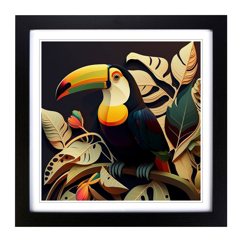 Toucan Art Deco - Framed Print, Black