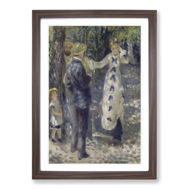The Swing by Pierre-Auguste Renoir - Picture Frame Painting, Walnut Framed, 36cm H x 27cm W x 2cm D