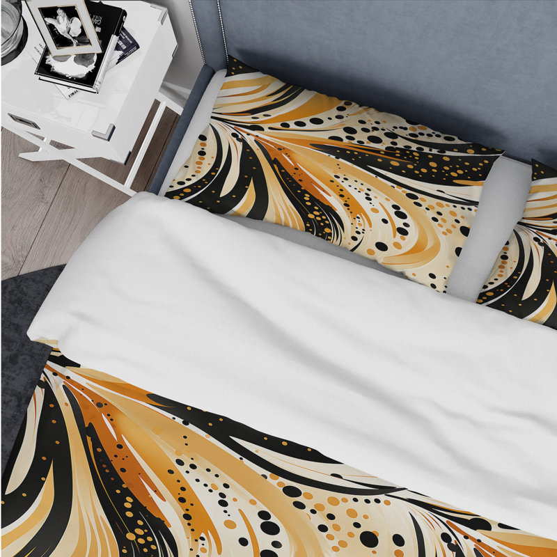 Ensemble de housse de couette Tribal Fusion In Black & Yellow II, Housse de couette pour très grand lit et 2 très