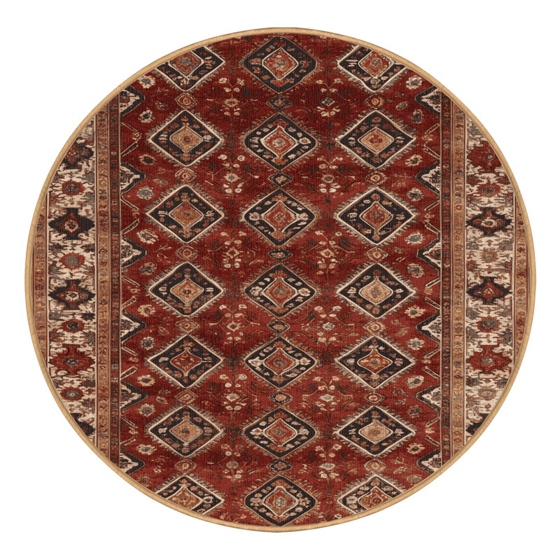 Tapis brun lavable à la machine, Rond 6 pi