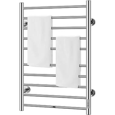 Costway 10 Bar Wall Mounted Towel Warmer Electric Drying Rack Stainless  Steel w/ Timer 