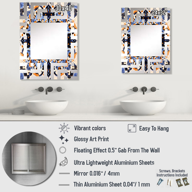 Gaddy - Miroir mural à carreaux abstraits, 40 po x 30 po